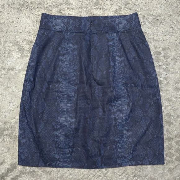 ELIE TAHARI Blue Black Snake Print 80% Linen Pencil Skirt, Fully Lined, Size 10 - Picture 7 of 16